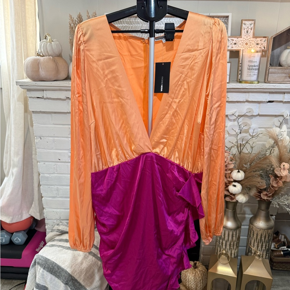 Fashion Nova Vibrant Orange Dress